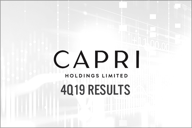 Capri Holdings (NYSE: CPRI) 4Q19 Results: Strong Revenue Growth Driven by Versace and Jimmy Choo