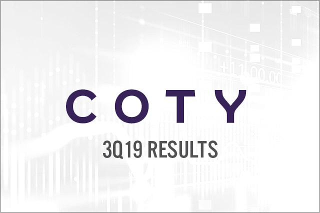 Coty (NYSE: COTY) 3Q19 Results: Revenues Miss Consensus Estimate, Supply Chain Issues Seemingly Resolved