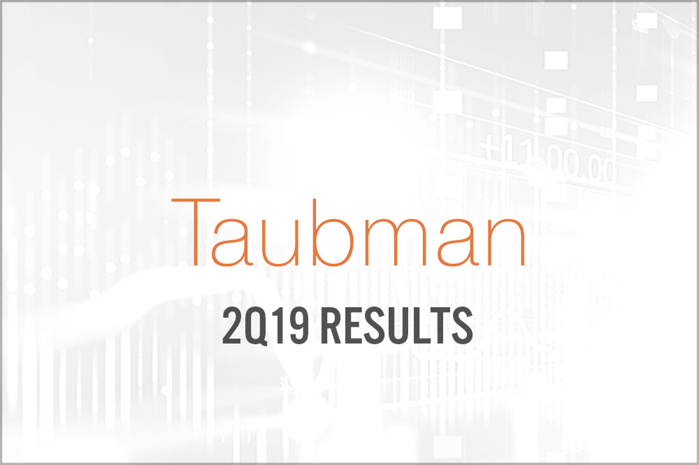 Taubman Centers (NYSE: TCO) 2Q19 Results: FFO Misses Consensus, Lowers Guidance