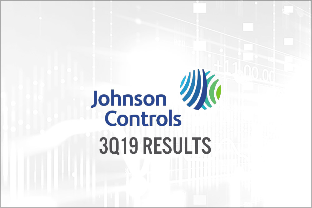 Johnson Controls (NYSE: JCI) 3Q19 Results: Meets/Beats Consensus, Investing While Seeing Continued Momentum, Raises Annual EPS Guidance