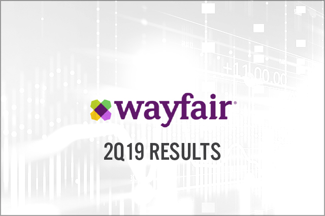 Wayfair (NYSE: W) 2Q19 Results: Revenues Beat Consensus Estimates, Losses Continue