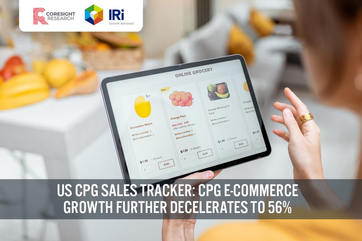 US CPG Sales Tracker: CPG E-Commerce Growth Further Decelerates to 56%